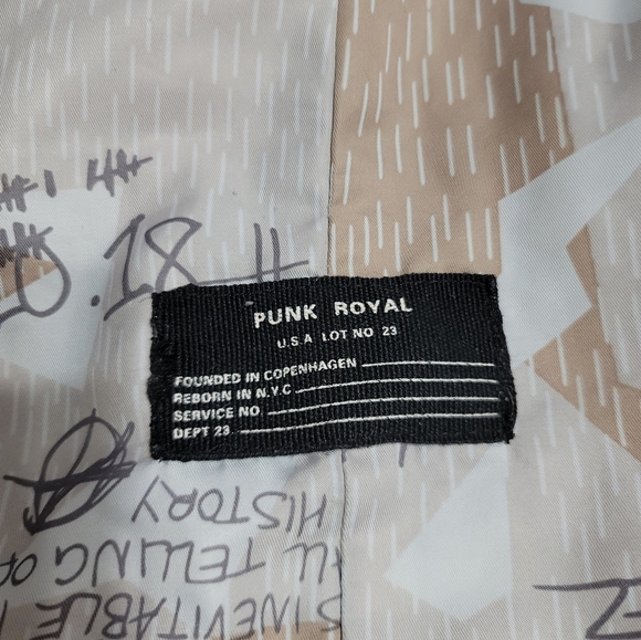 Punk Royal Bomber Jacket Destroy Creatures of Chaos Size Medium Beige Gray - Picture 15 of 15